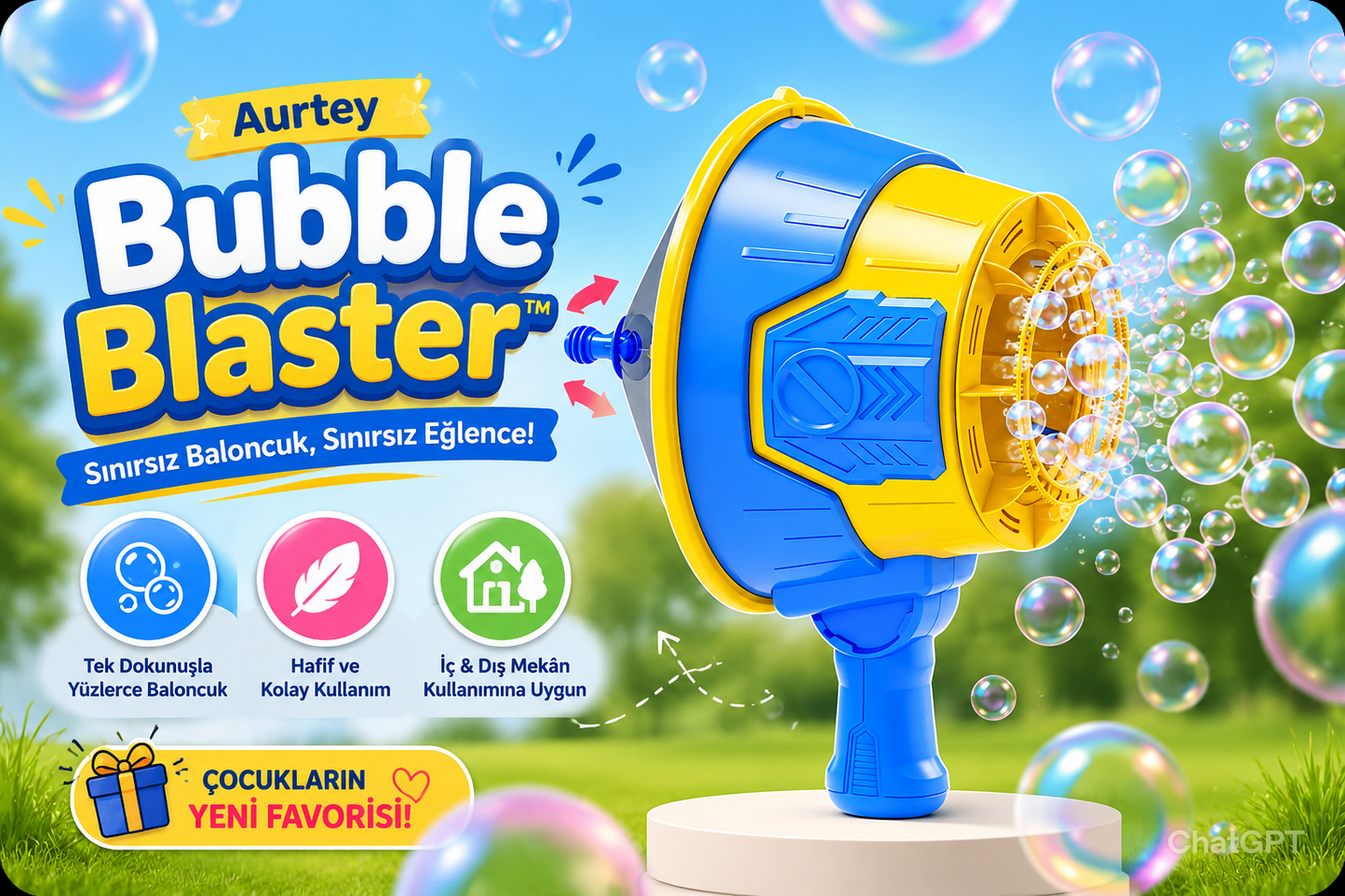 Aurtey Bubble Blaster™ | Otomatik Baloncuk Tabancası