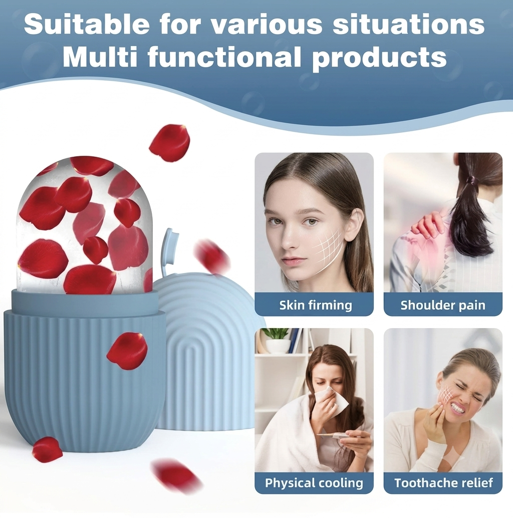 Aurtey Ice Facial Roller – Reusable Silicone Ice Face Massager for Cold Therapy, Facial Puffiness & Skincare
